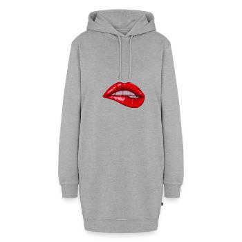sexy Lippen - Hoodie-Kleid - Grau meliert - Vorne - AI Model Female 172 light (172cm)