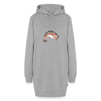 Lachs Forelle Fisch - Hoodie-Kleid - Grau meliert - Vorne - AI Model Female 172 light (172cm)
