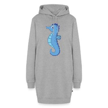 Seepferdchen - Hoodie-Kleid - Grau meliert - Vorne - AI Model Female 172 light (172cm)