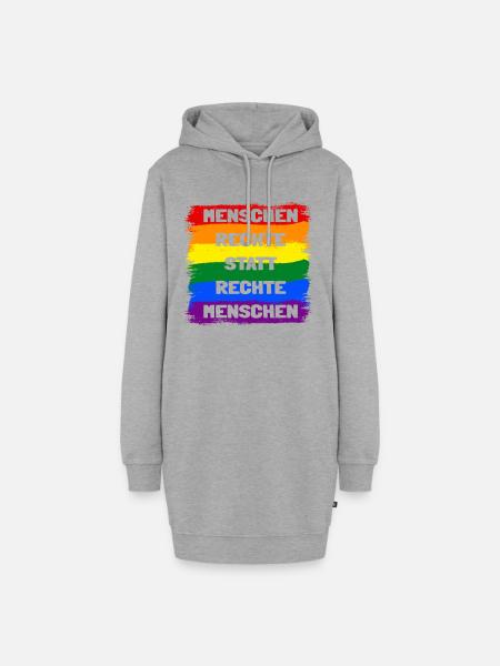 Menschenrechte statt rechte Menschen Regenbogen - Hoodie-Kleid - Grau meliert