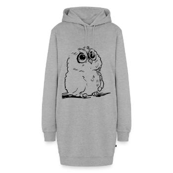 Niedliche Eule - Hoodie-Kleid - Grau meliert - Vorne - AI Model Female 172 light (172cm)
