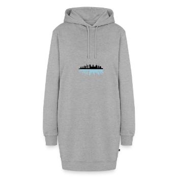 city skyline - Hoodie-Kleid - Grau meliert - Vorne - AI Model Female 172 light (172cm)