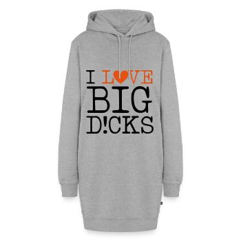big dicks love - Hoodie-Kleid - Grau meliert - Vorne - AI Model Female 172 light (172cm)