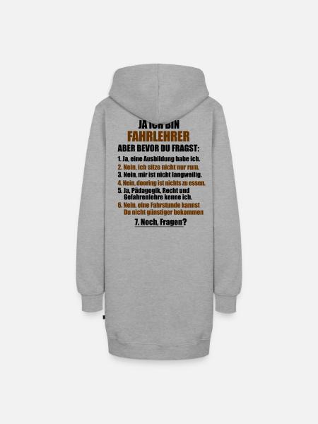 Fahrlehrer Fahrschullehrer Fahrschule Führerschein - Hoodie-Kleid - Grau meliert
