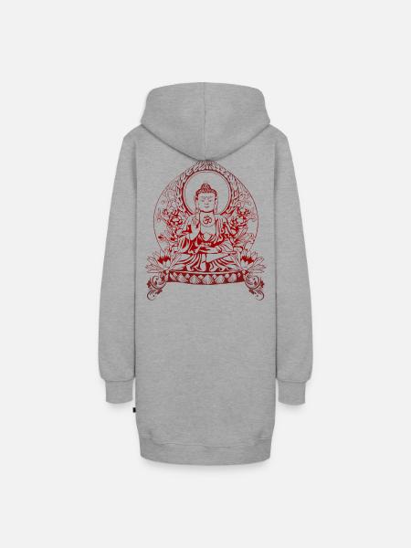 Gautama Buddha - Hoodie-Kleid - Grau meliert