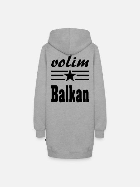 volim balkan - Hoodie-Kleid - Grau meliert