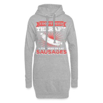 Saucisses viande - Sweat-shirt à capuche long Femme - gris chiné - Devant