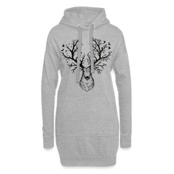 Cerf fantaisie - Sweat-shirt à capuche long Femme - gris chiné - Devant