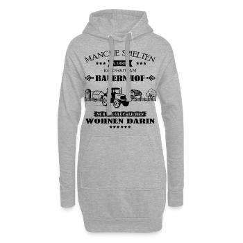cooler Spruch: Bauernhof - Hoodie-Kleid - Grau meliert - Vorne