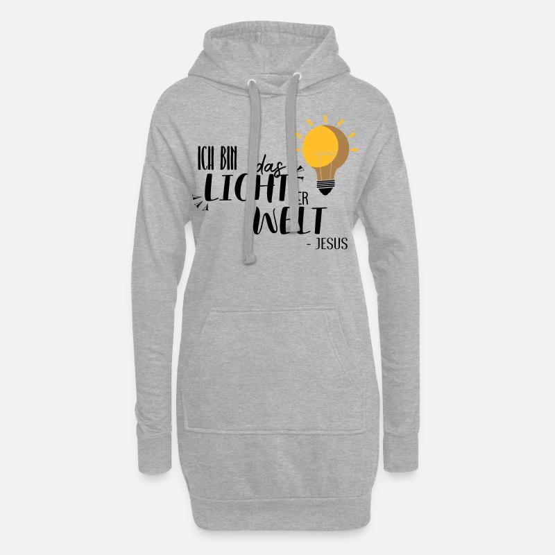 Ich bin das Licht - Hoodie-Kleid - Grau meliert