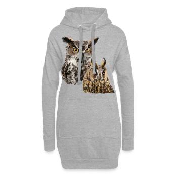 Eulen - Hoodie-Kleid - Grau meliert - Vorne