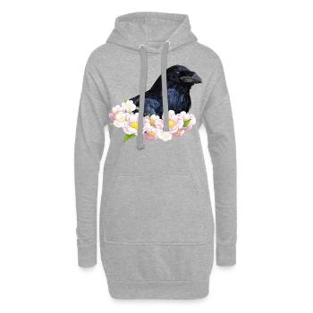 Corbeau - Sweat-shirt à capuche long Femme - gris chiné - Devant