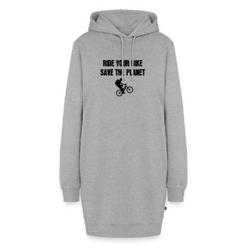 Faites du vélo, sauvez la planète - Sweat-shirt à capuche long Femme - gris chiné - Devant