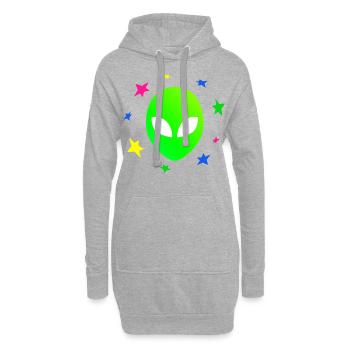 Alien Kopf Sterne Galaxy - Hoodie-Kleid - Grau meliert - Vorne