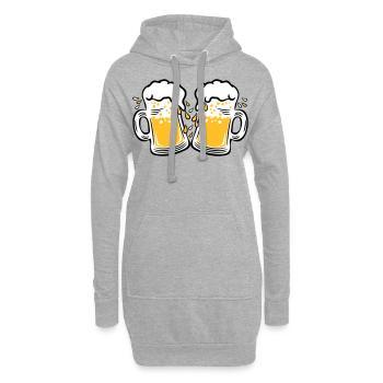 02 Deux mesures de gouttes de bière à griller 3c - Sweat-shirt à capuche long Femme - gris chiné - Devant