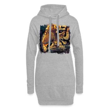 Tiger Tier Animal Raubtier Predator Afrika Safari - Hoodie-Kleid - Grau meliert - Vorne
