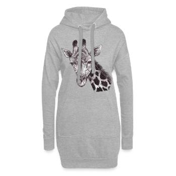 Giraffenkopf gezeichnet - Hoodie-Kleid - Grau meliert - Vorne