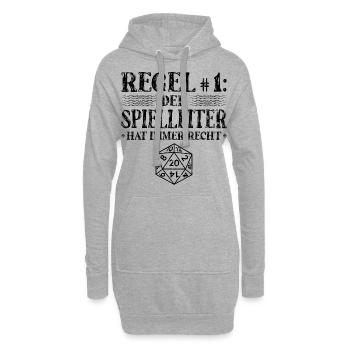 Rollenspiel RPG W20 Würfel Spielleiter - Hoodie-Kleid - Grau meliert - Vorne