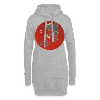Japanische Kunst Vintage - Hoodie-Kleid - Grau meliert - Vorne