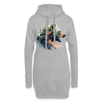 Ours, Grizzly, Tête d’ours, Nature, Nature, Nature, Forêt, Montagnes - Sweat-shirt à capuche long Femme - gris chiné - Devant