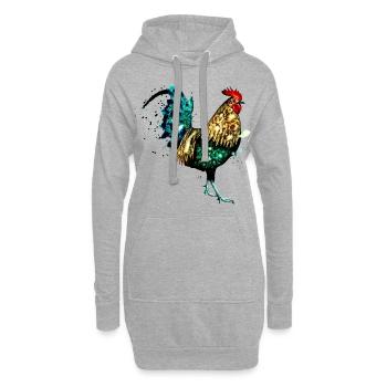 Aquarell Hahn - Hoodie-Kleid - Grau meliert - Vorne