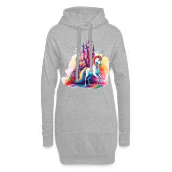 Einhorn Regenbogen Schloss Bunt Magie Fantasie - Hoodie-Kleid - Grau meliert - Vorne
