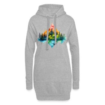Natur Abenteuer Wildnis Berge Wald Bäume Bunt - Hoodie-Kleid - Grau meliert - Vorne
