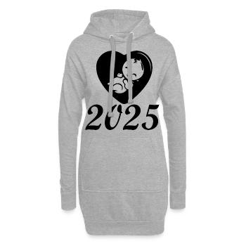 Baby kommt 2025 zur Welt, Baby kommt 2025 - Hoodie-Kleid - Grau meliert - Vorne
