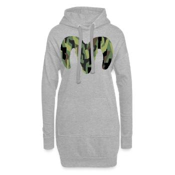 Dickhornschaf Camouflage – Wildnis pur - Hoodie-Kleid - Grau meliert - Vorne