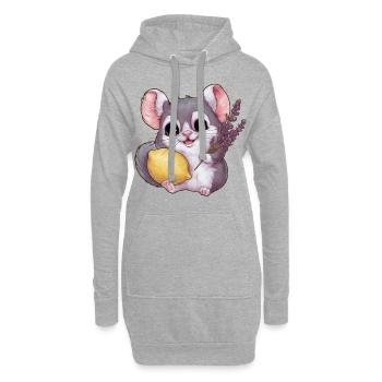 Chinchilla kawaii au citron et à la lavande - Sweat-shirt à capuche long Femme - gris chiné - Devant