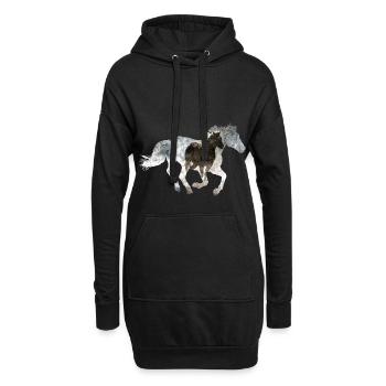 Cheval au galop - Sweat-shirt à capuche long Femme - noir - Devant