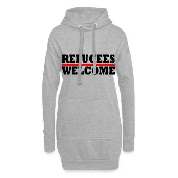 refugees welcome - Hoodie-Kleid - Grau meliert - Vorne