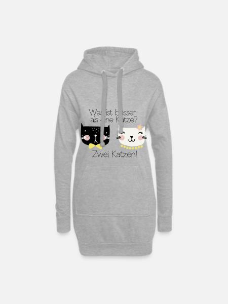 Katzen - Hoodie-Kleid - Grau meliert