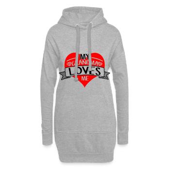 Ma grand-mère et ma grand-mère m’aime. Bébé enfant cadeau - Sweat-shirt à capuche long Femme - gris chiné - Devant