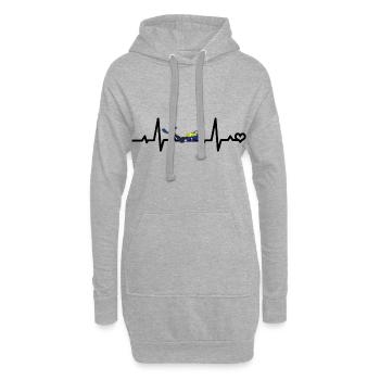 Plongeurs, plongée, plongée en apnée, ECG, pouls, rythme cardiaque - Sweat-shirt à capuche long Femme - gris chiné - Devant