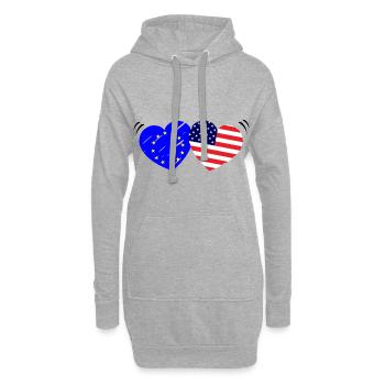 L’amour de l’Europe Amérique - Sweat-shirt à capuche long Femme - gris chiné - Devant