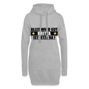 Britta Name Vorname Geburtstag - Hoodie-Kleid - Grau meliert - Vorne
