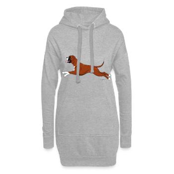 Boxerhund 3 - Hoodie-Kleid - Grau meliert - Vorne