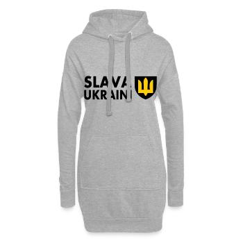 Slava ukraini - Sweat-shirt à capuche long Femme - gris chiné - Devant