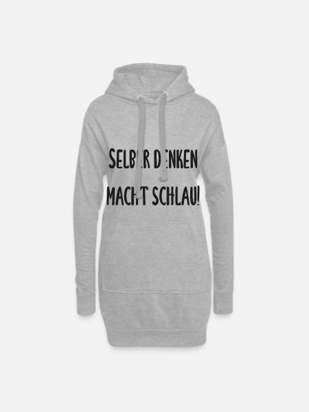 Lehrer - Selber denken macht schlau - Hoodie-Kleid - Grau meliert