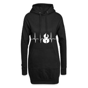 Herzschlag Kontrabass Streichinstrument Geschenk - Hoodie-Kleid - Schwarz - Vorne