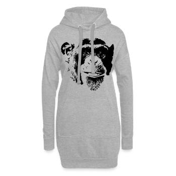 Tête de singe - Sweat-shirt à capuche long Femme - gris chiné - Devant