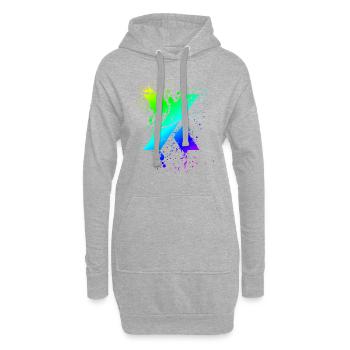 Buntes X | Symbol | Geschenke | Farbverlauf - Hoodie-Kleid - Grau meliert - Vorne