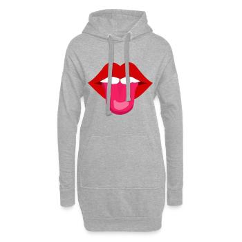 Bouche avec langue | Sortir la langue effrontée drôle - Sweat-shirt à capuche long Femme - gris chiné - Devant