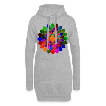 Bunte Mandala Blumen Blüte - Hoodie-Kleid - Grau meliert - Vorne