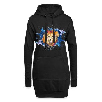 Löwe König Dschungel Afrika Safari Tier - Hoodie-Kleid - Schwarz - Vorne