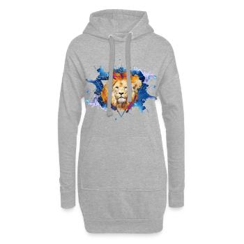 Löwe König Dschungel Afrika Safari Tier - Hoodie-Kleid - Grau meliert - Vorne