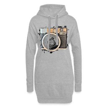 Kamera - Hoodie-Kleid - Grau meliert - Vorne