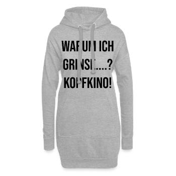 Warum ich grinse? Kopfkino! - Hoodie-Kleid - Grau meliert - Vorne