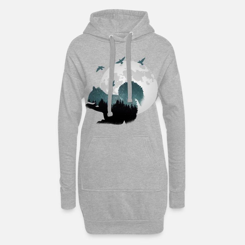 Eichhörnchen mit Sternen - Hoodie-Kleid - Grau meliert